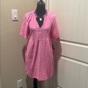 Pink Ruffled Women's Dress
